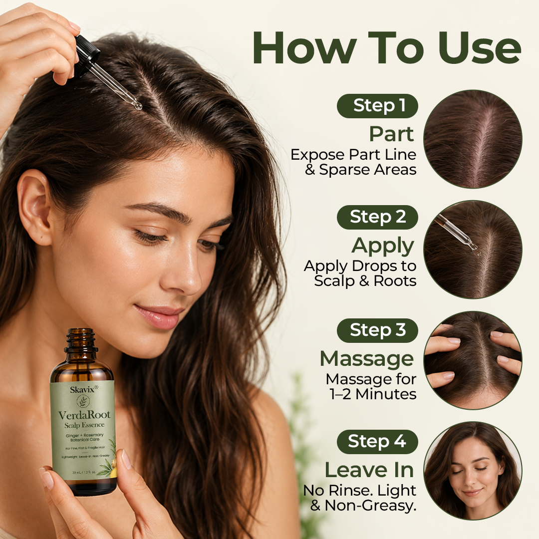 🌿 Skavix® VerdaRoot Scalp Essence – Promote Thicker, Stronger & Healthier-Looking Hair