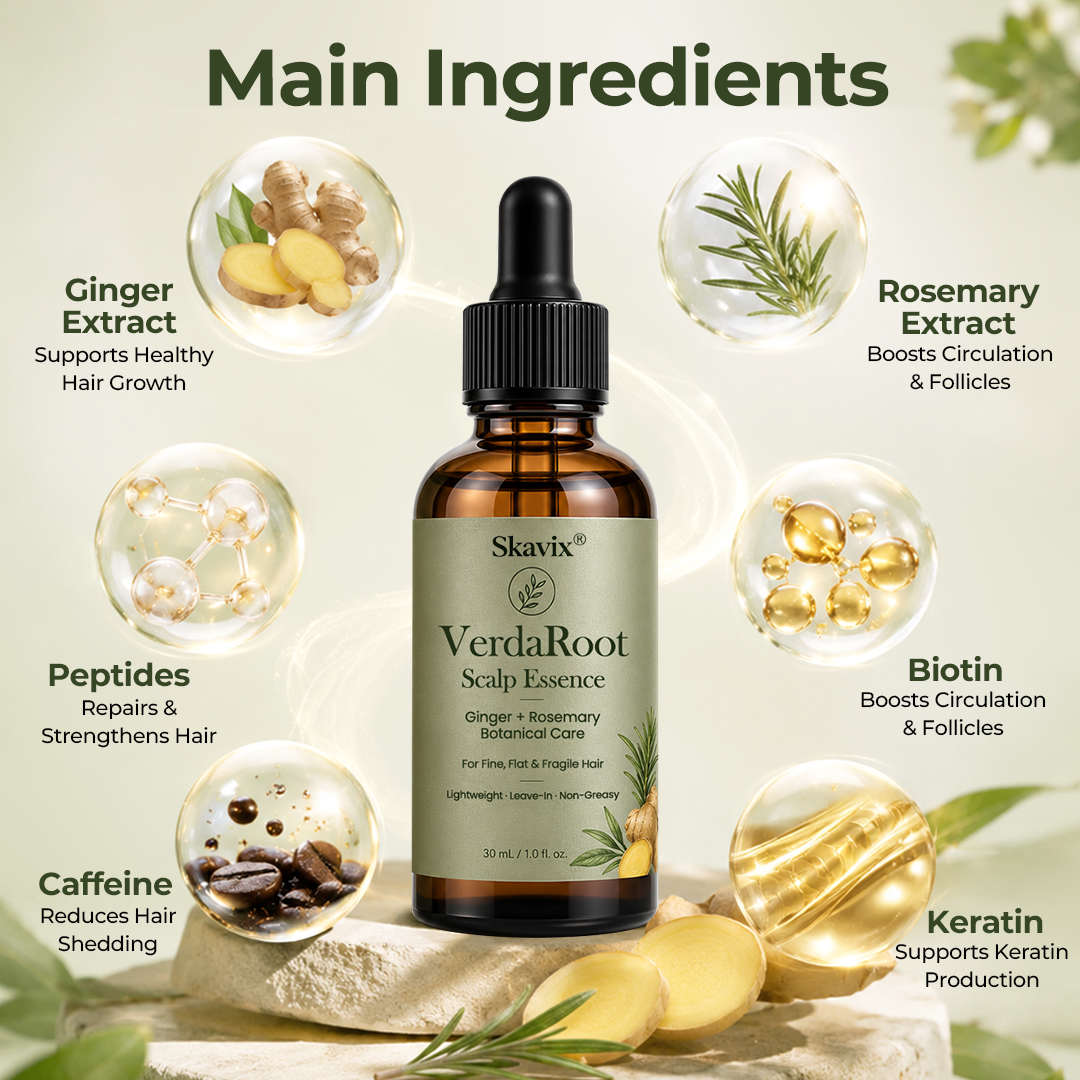 🌿 Skavix® VerdaRoot Scalp Essence – Promote Thicker, Stronger & Healthier-Looking Hair