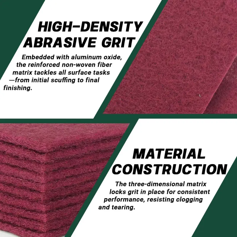 🧽10-Pack Maroon Scuff Pads – Kitchen Cleaning, Paint Prep, Auto Restoration & Crafts