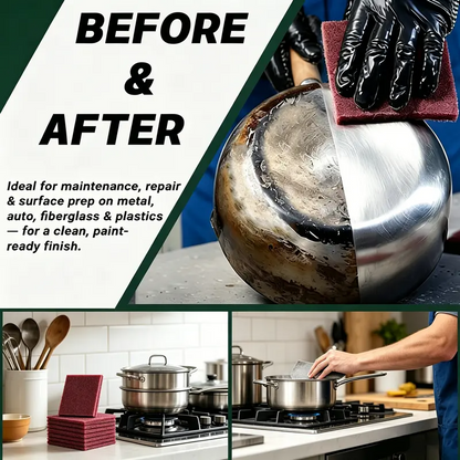 🧽10-Pack Maroon Scuff Pads – Kitchen Cleaning, Paint Prep, Auto Restoration & Crafts