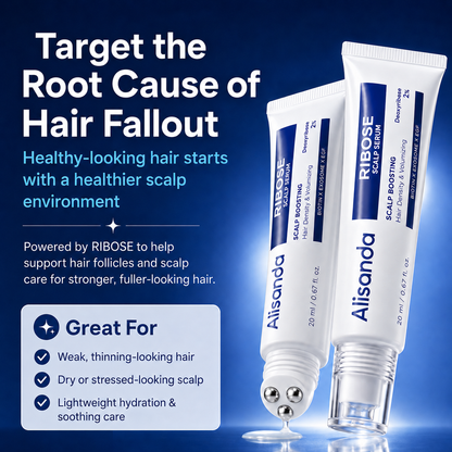 Alisanda RIBOSE Scalp Serum Roll-On for Fuller-Looking Hair – Lightweight Rosemary & Caffeine Scalp Care for Fine, Thin-Looking Hair