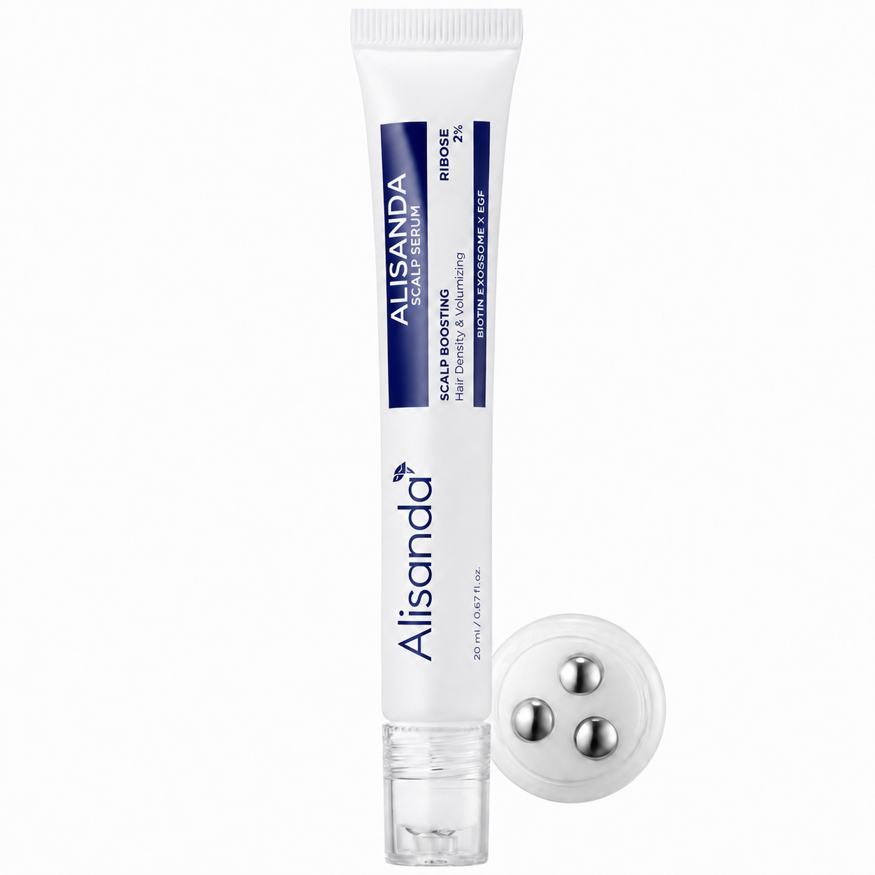 Alisanda RIBOSE Scalp Serum Roll-On for Fuller-Looking Hair – Lightweight Rosemary & Caffeine Scalp Care for Fine, Thin-Looking Hair