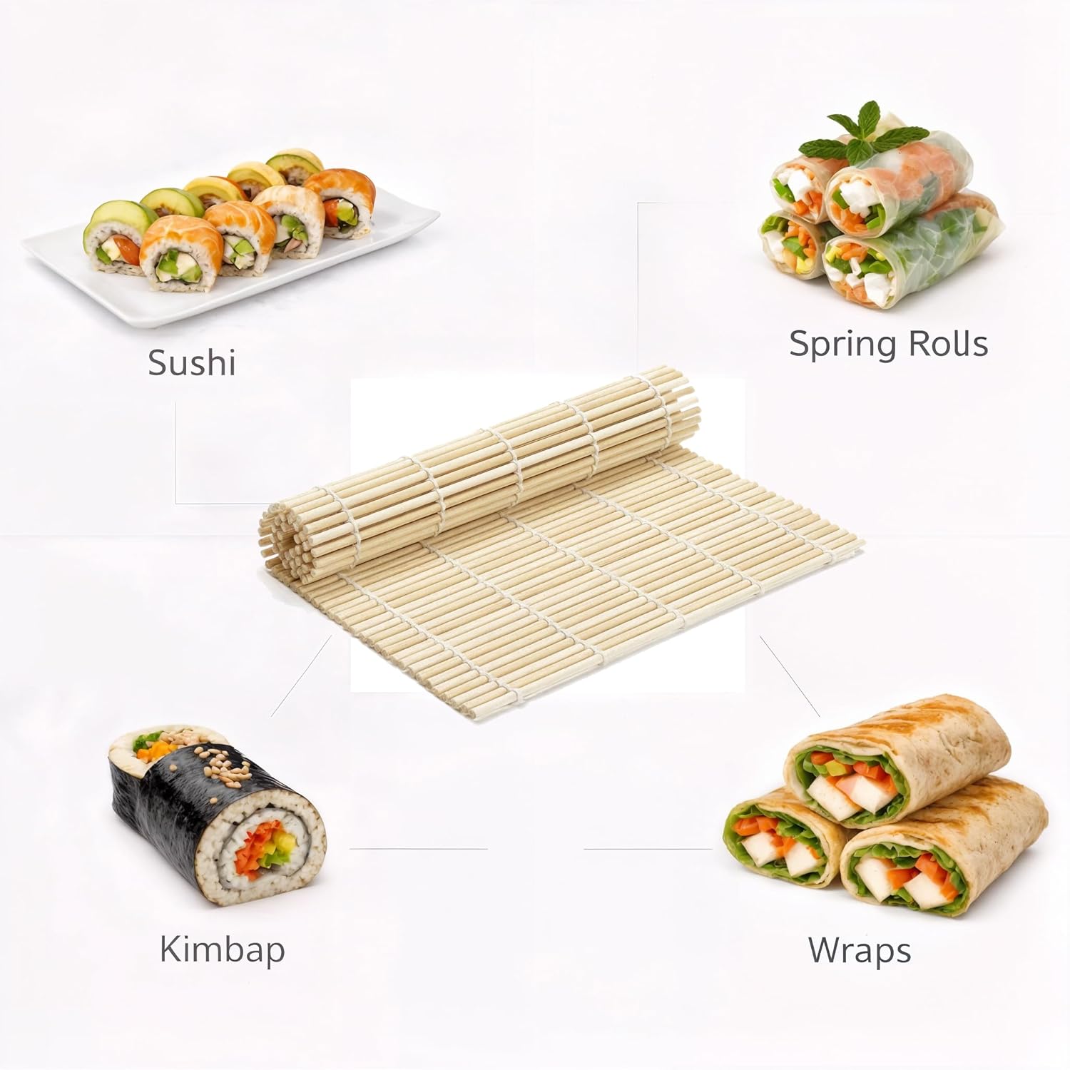Natural Bamboo Sushi Rolling Mat - 9.5 in - product view 3