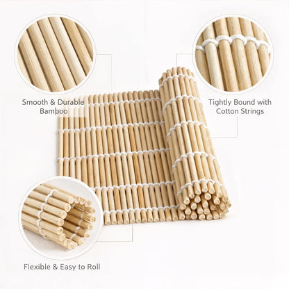 Natural Bamboo Sushi Rolling Mat - 9.5 in - product view 4