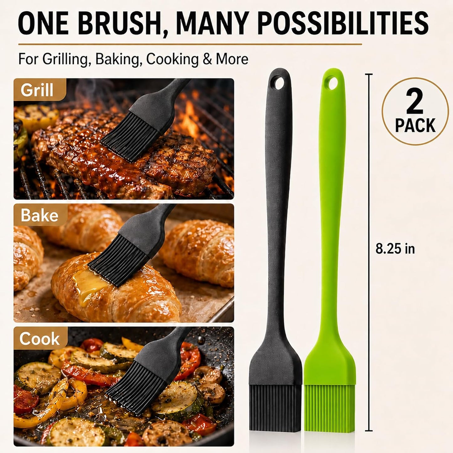 Silicone Pastry & Basting Brushes - Set of 2 - product view 3