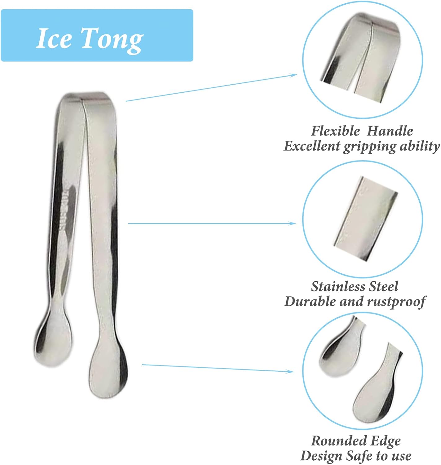 Mini Stainless Steel Serving Tongs - Set of 6 - product view 3