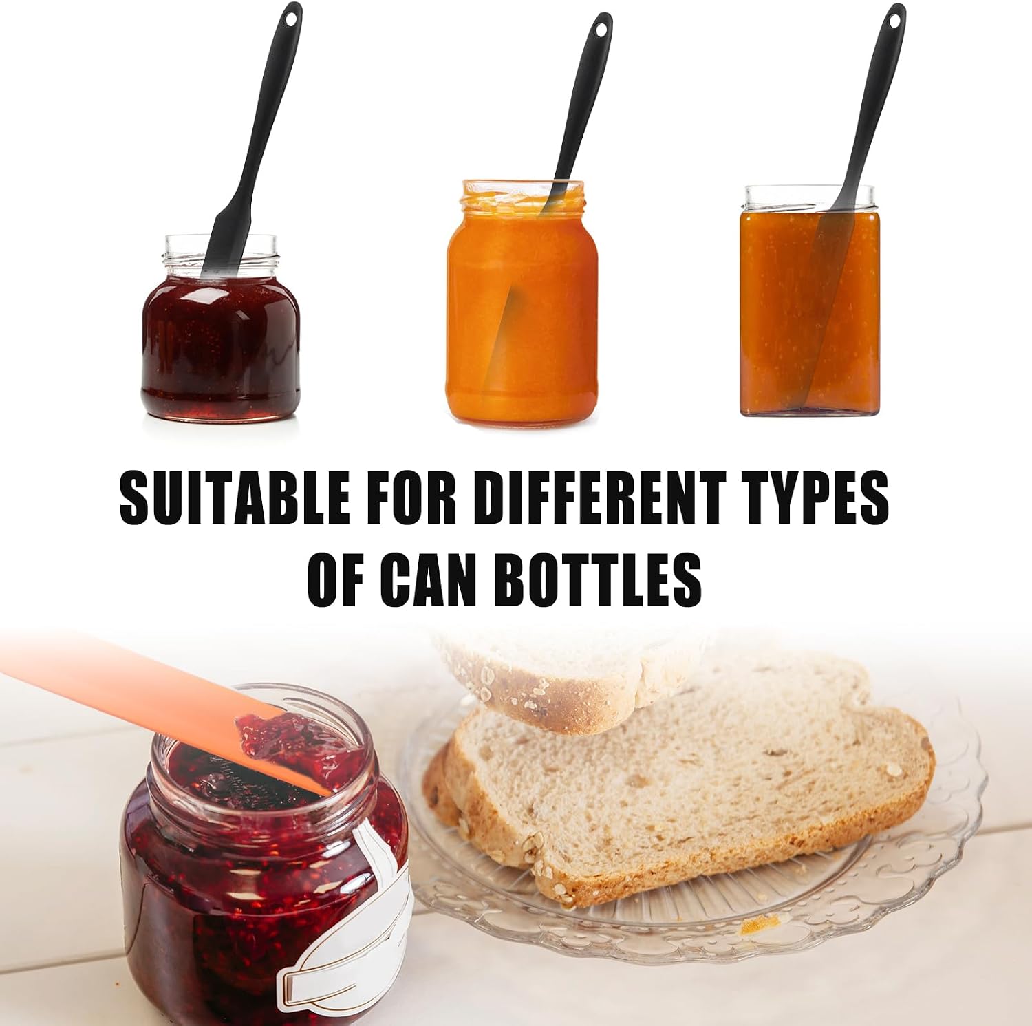 Long-Handle Silicone Jar Spatulas - Set of 3 - product view 2