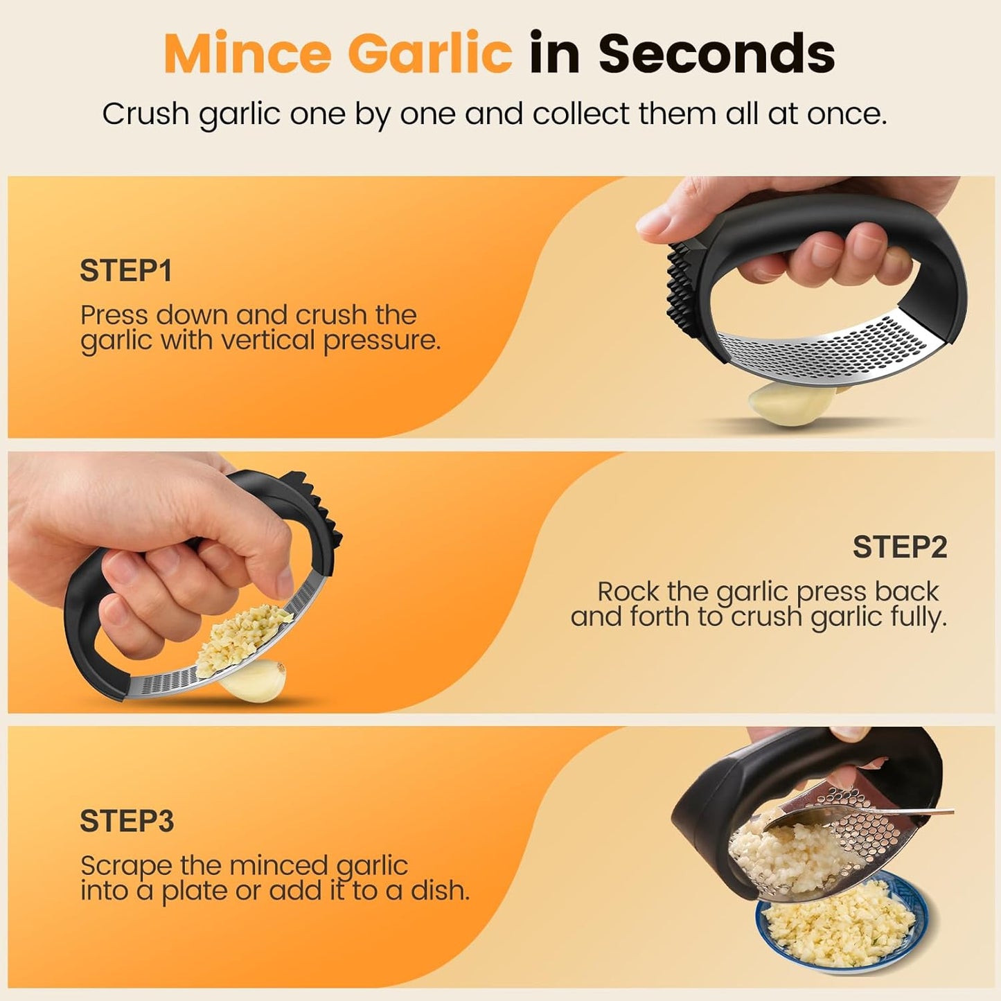 Stainless Steel Garlic Rocker Set - product view 2
